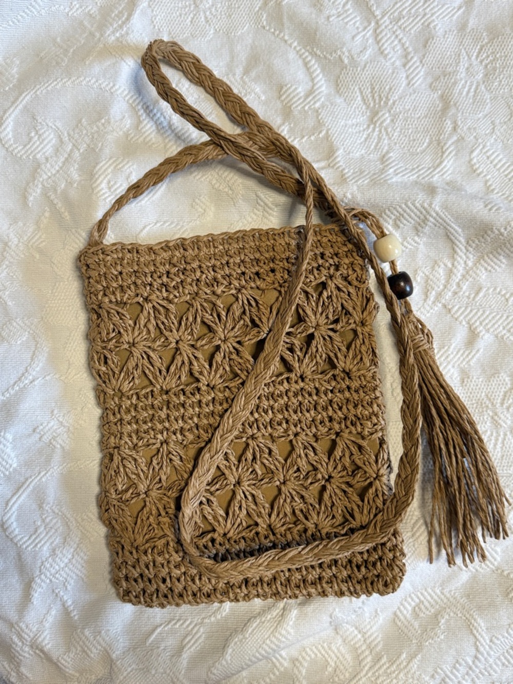 🍂 3/$20 New Boutique Woven Straw Crossbody Bag in Tan